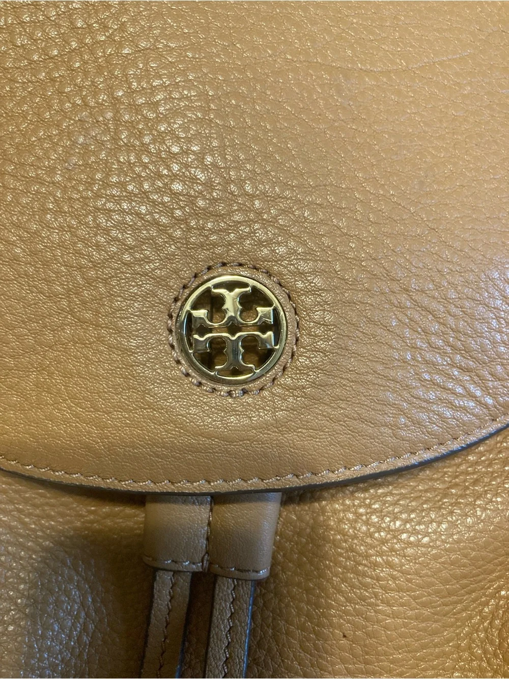 Tory Burch Pebbled Leather Drawstring Backpack